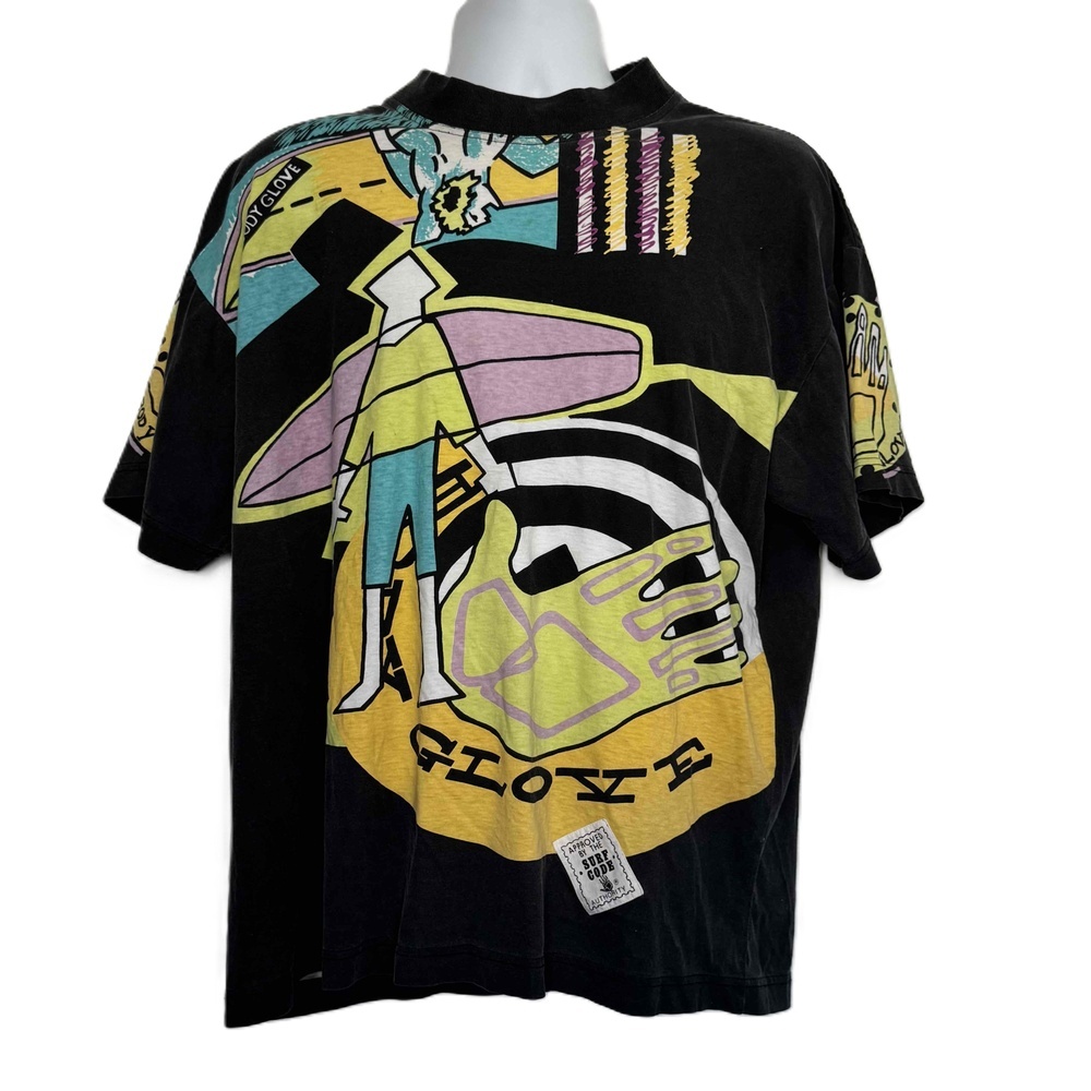 Vintage Body Glove Shirt Graphic Print Short Sleeve Dark Gray Sizse Medium